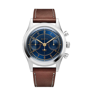 Baltic Bicompax 002 Blue Gilt - Stitched Brown Strap