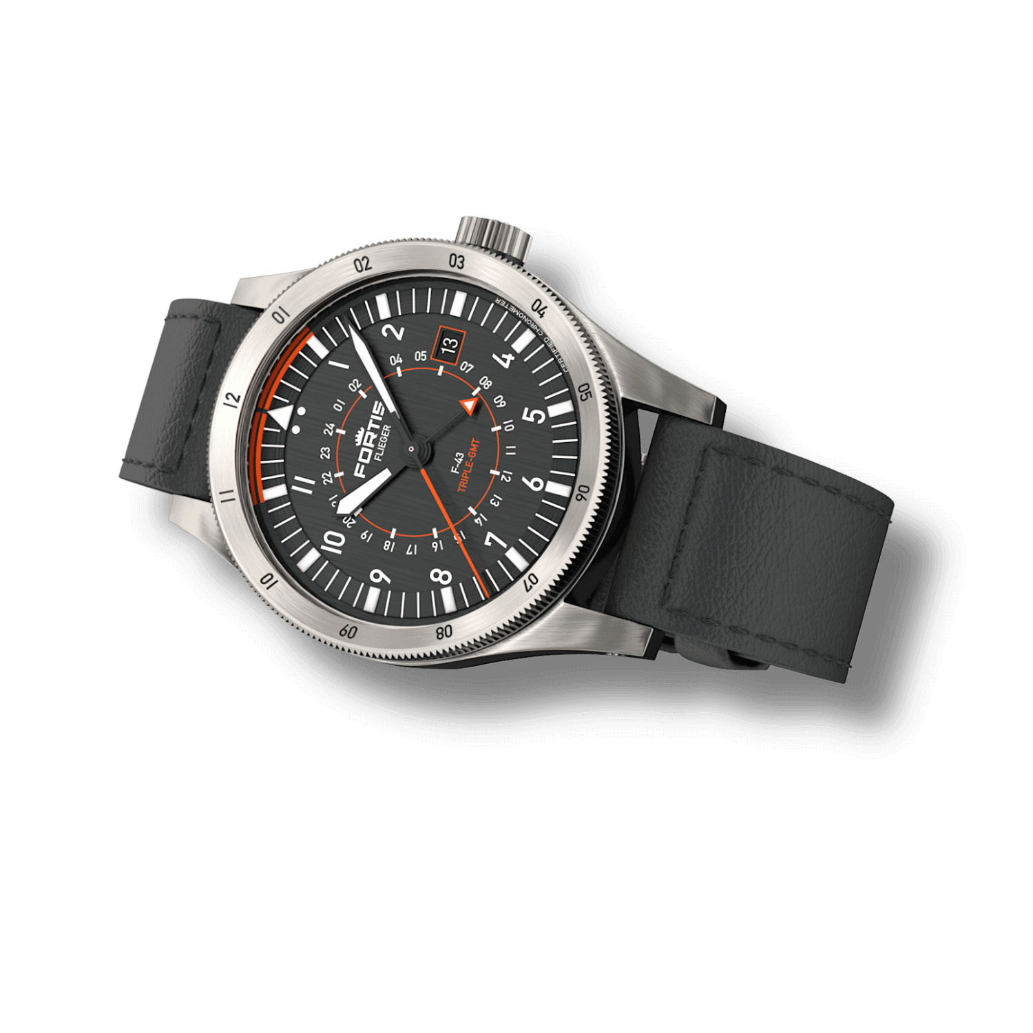Flieger F-43 Triple-GMT Original AS / liegend