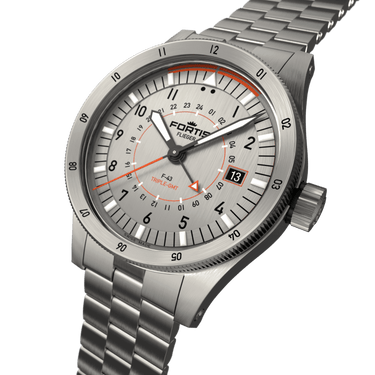 Flieger F-43 Triple-GMT Titanium Orange BB / Crown