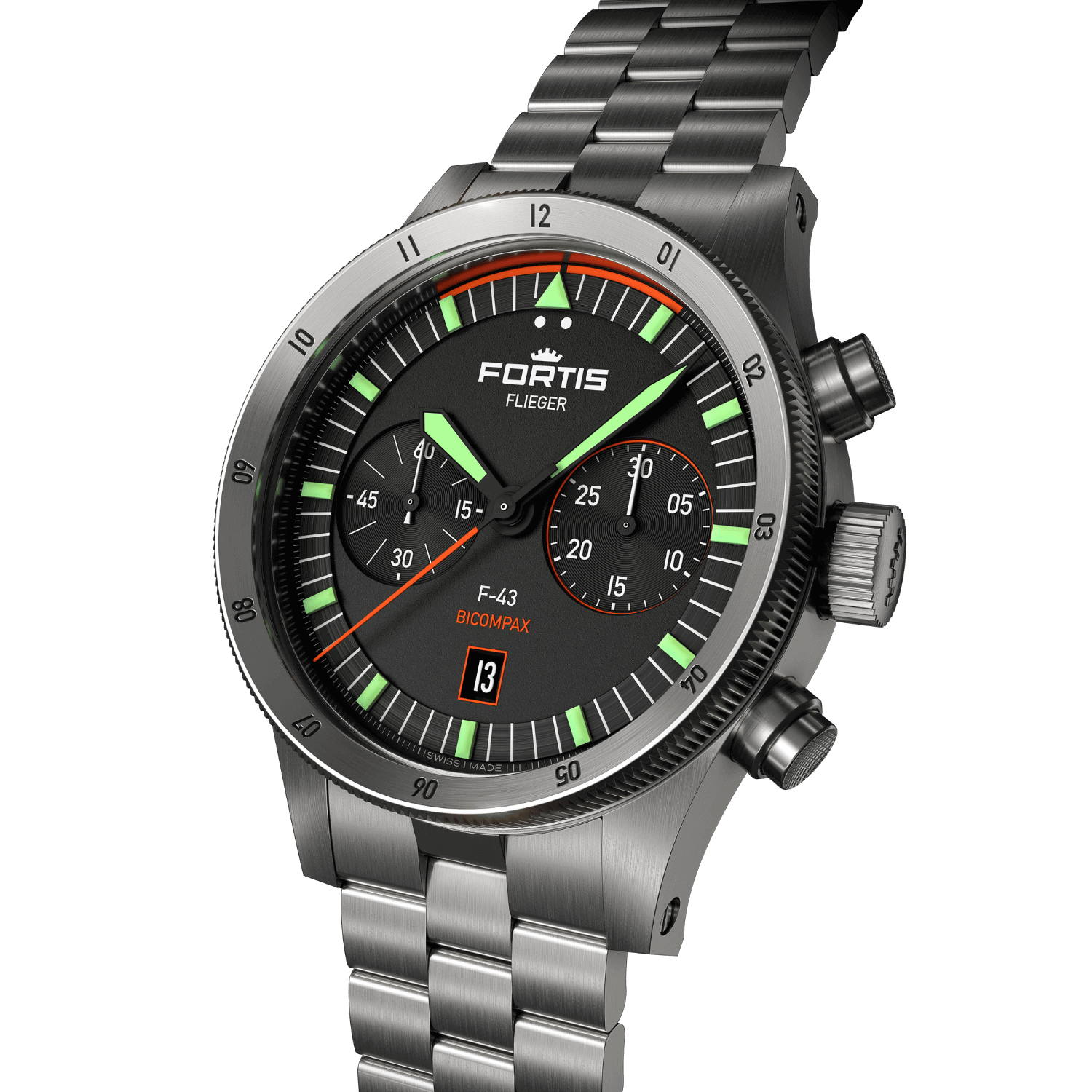 Flieger F-43 Bicompax  Original BB / Crown