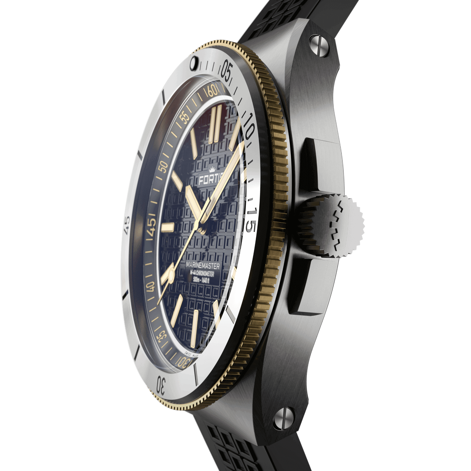 Marinemaster M44 Black Resin Gold HS / crown