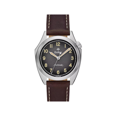 Zodiac Olympos STP 1-11 Swiss Automatic Three-Hand Brown Leather Watch