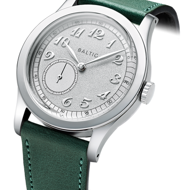 Baltic MR01 Silver 36mm - Green Leather Strap